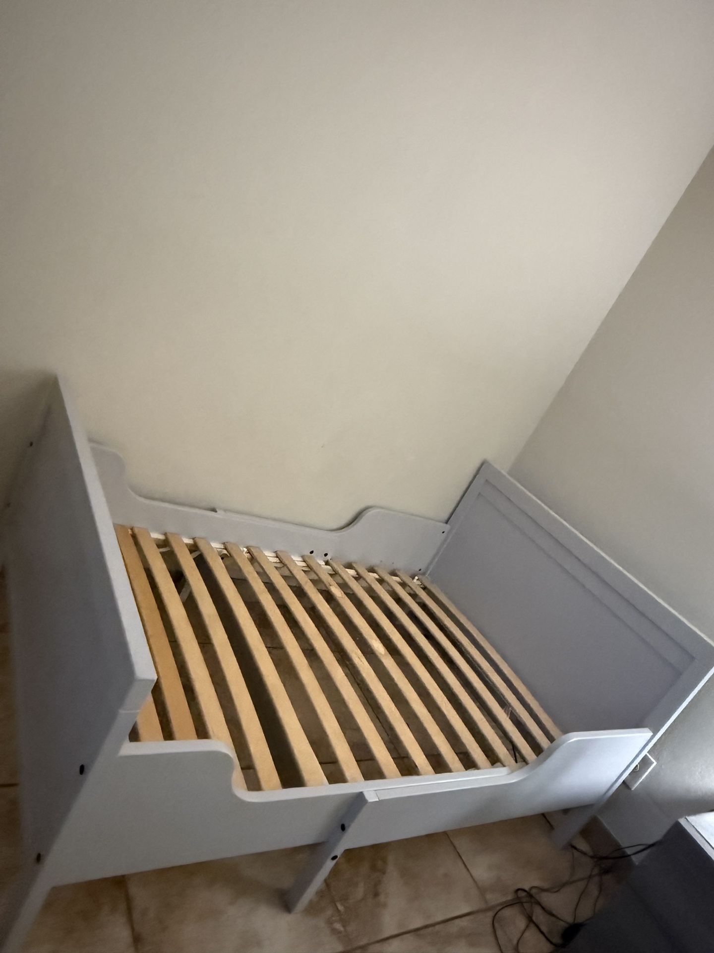 Kids IKEA bed frame with slatted bed base, white, 38 1/4x74 3/4 "