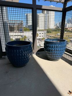 Large Ceramic Planters 13in - Pair