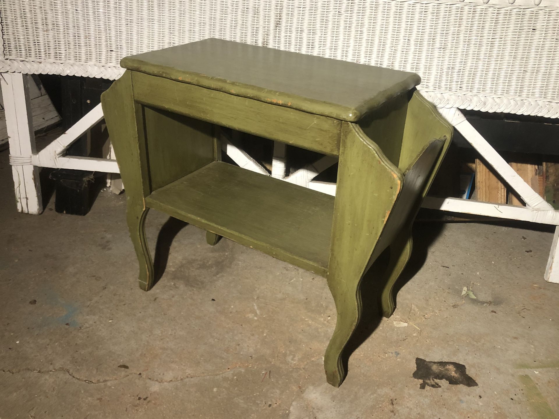 Antique green side table