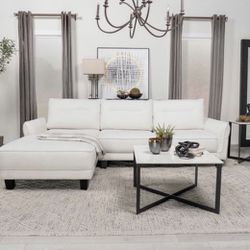New‼️‼️ Caspian Upholstered Curved Arms Sectional Sofa White and Black