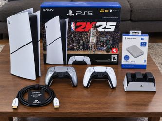 PS5 Slim CFI-2015 + 6TB Storage + 2 Controllers + Charging Dock