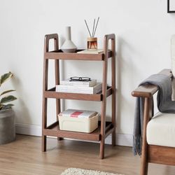 100% Solid Sofa Table - Versatile Design Narrow End Table with 3-Tier Open Storage for Living Room, Bedroom, or Small Spaces - Ladder Shelf for Study 