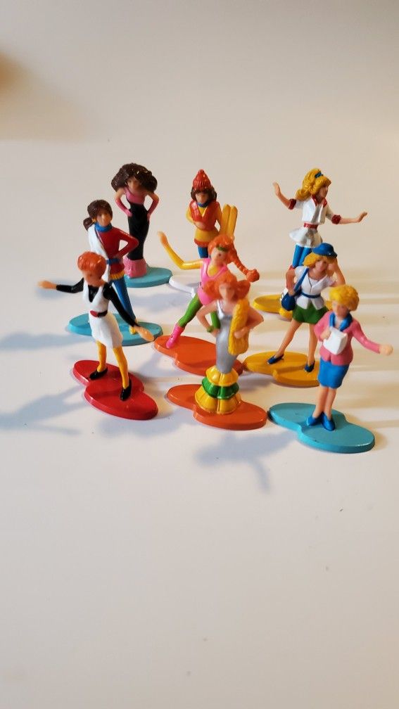 9 Small Minature Little 2" Girl Figurine Toy