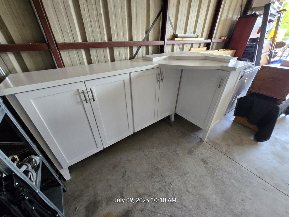 Custom Corner Cabinet with Matching Floating Shelf