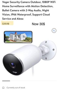 Voger Security Camera Outdoor, 1080P WiFi Home Surveillance with Motion Detection, Bullet Camera with 2-Way Audio, Night Vision, IP66 Waterproof, Supp