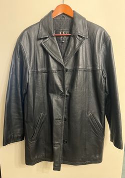 Women’s Like New Black  leather jacket with quilted lining (size L)
