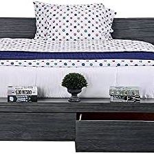 Rustic Gray Tones Platform Bed Storage Drawers