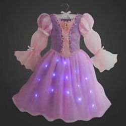 😍Tangled- Rapunzel Princess Costume LIGHTS UP with Crown