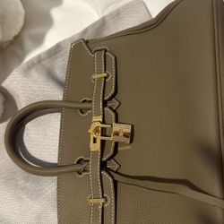 Birkin Handbag Grey Clemence with Gold Hardware 30  “ 100% Hermes Factory Made In Italy” 
