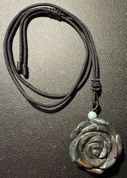Hand-Carved Gemstone Rose Pendant