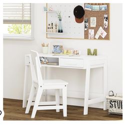 UTEX Kids Desk and Chair Set, Study Desk for Kids with Drawers, Wooden Children Study Table, Student Writing Desk Computer Workstation for Bedroom & S