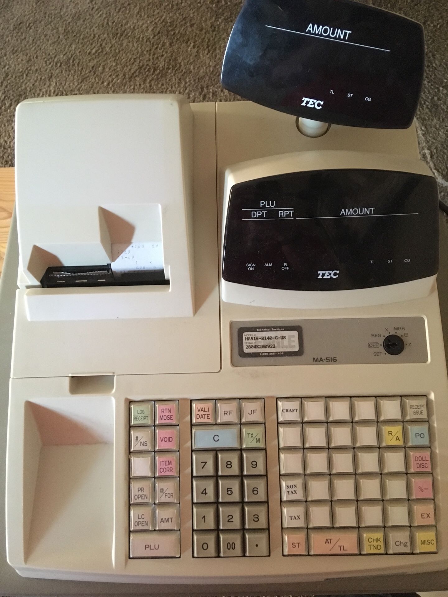 Tec cash sale register