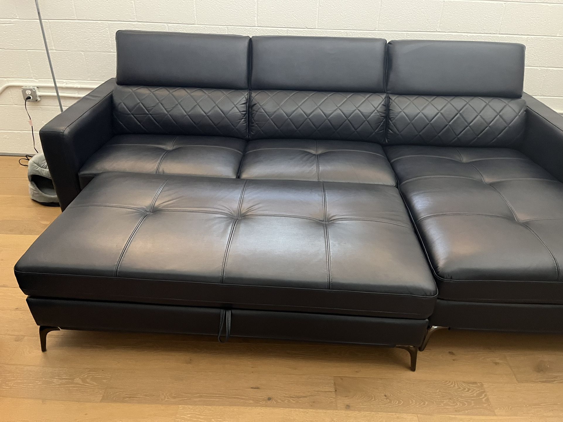 Sofia Vergara Via Sorrento Navy 2-piece Sectional With Swival Chair And Storage Ottoman