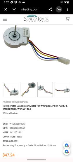 Whirlpool Refrigerator Evaporator Fan Motor