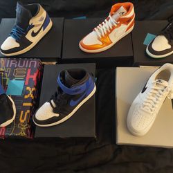 SIX PAIRS OF JORDANS & AIR FORCE 1 W/ BOXES