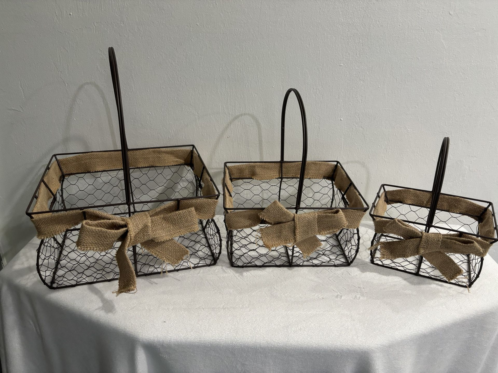 Set Of Three Black Wire Baskets 