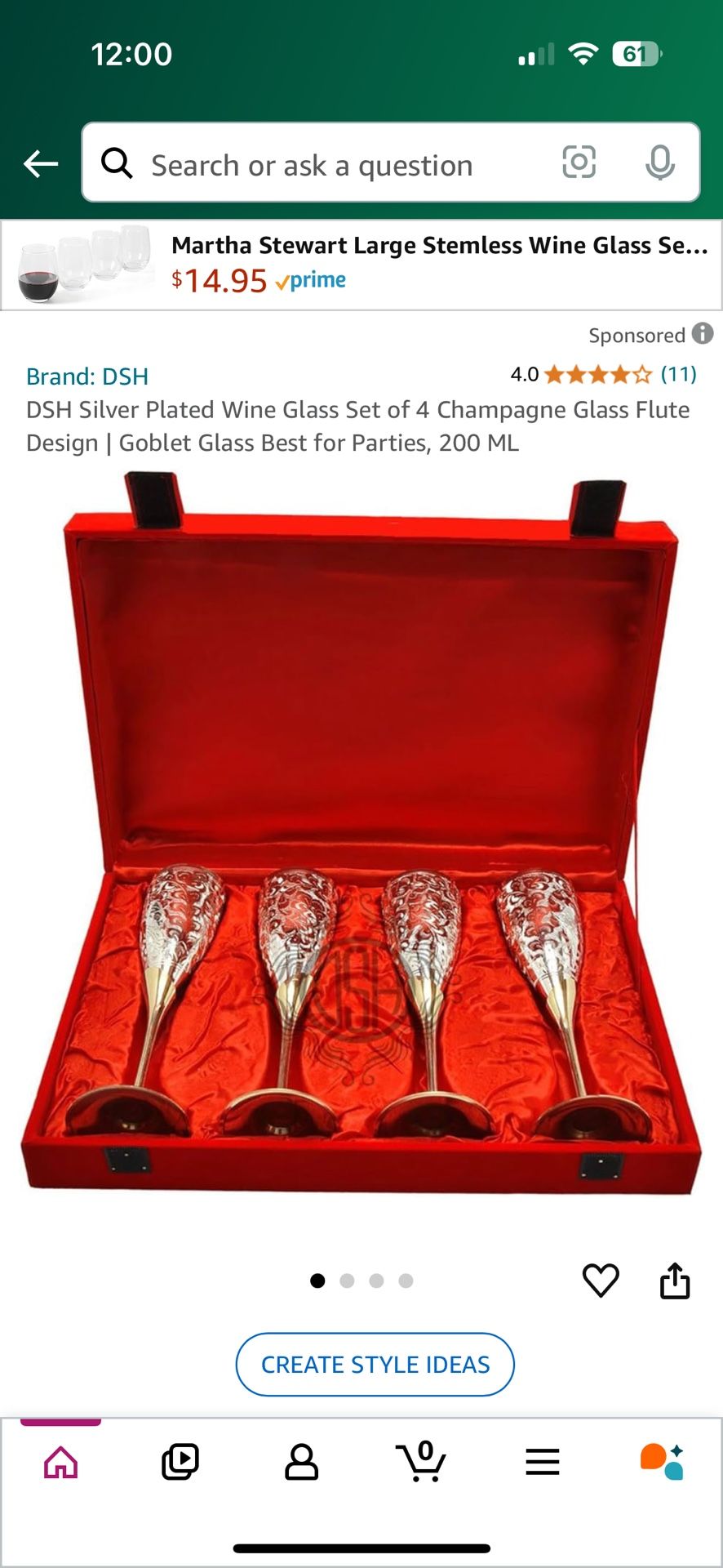 Beautiful Silver Plated Wine Glass/ Champagne