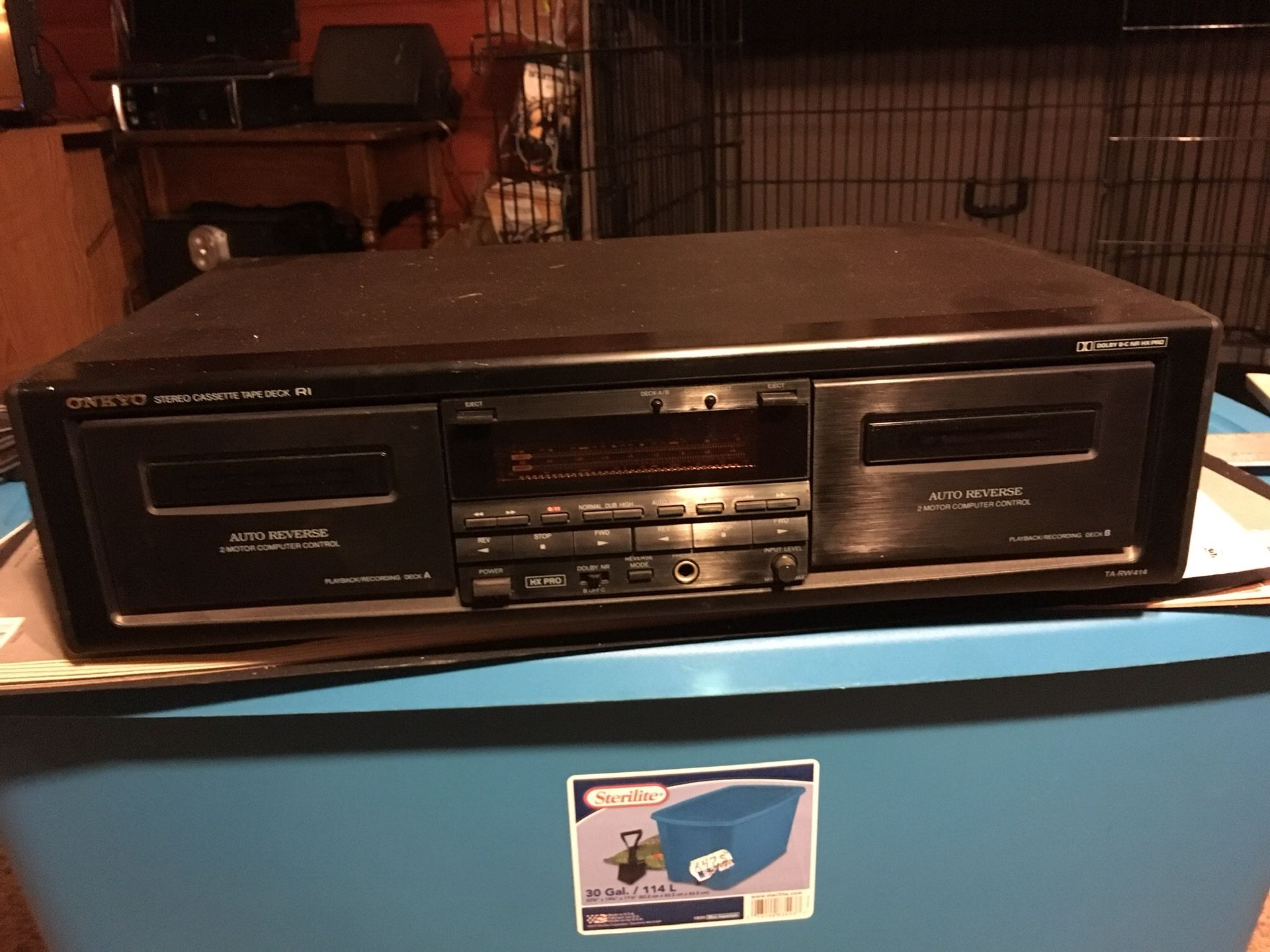 Onkyo dual stereo cassette tape deck and Toshiba 5 disc DVD Carousel