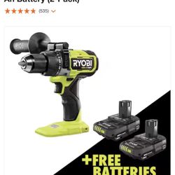 Ryobi 18V Hammer Drill 2.0 Ah Battery (2-Pack)  