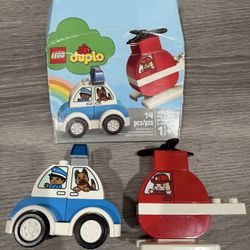 Legos Duplos Fire Helicopter & Police Car