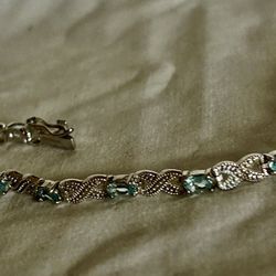 925 Xoxo Light Blue Tennis Bracelet 13 Small Stones