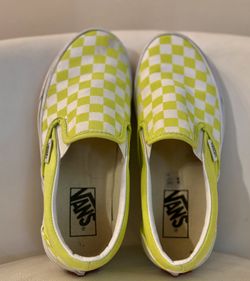 🌟 Vans Slip-On Checkerboard (Neon Yellow) size 7