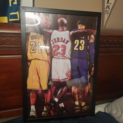 Large NBA Legend Glass with custom frame 