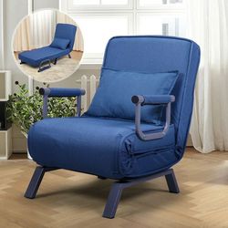 Jaxpety Fabric Folding Chaise
Lounge Convertible Single Sleeper
Sofa Chair with Armrest and Pillow