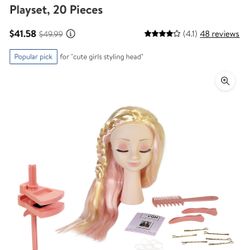 NIB Cute Girls Hair Style Head Doll