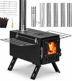 New Upgraded Wood Stove, High Airtight Tent Stove for Outdoor Camping Use 1.6mm Thickened Tent Stove, airtight smokeproof, efficient combustion, durab