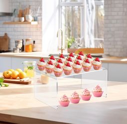 Risers, Acrylic Display Risers Shelf Showcase Fixtures for Jewelry, Display Stand for Amiibo Funko POP, Figures, Cupcakes, Food Display, dessert table