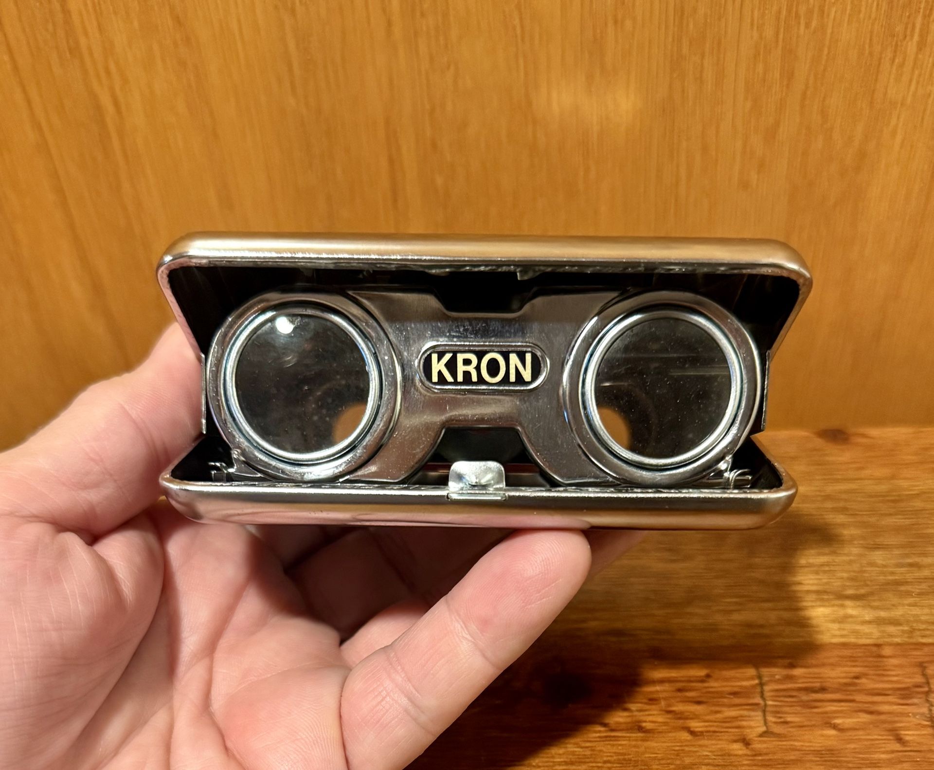 Vtg KRON Butterfly Folding Opera Glasses Black Binoculars Crystal Lens 25x Japan