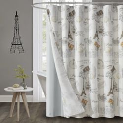 French Eiffel Tower Shower/Bath Set - Includes Shower Curtain, Liner, Hooks, Wall Art