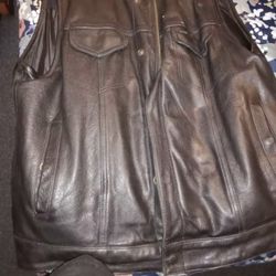 Lined Leather Club Vest XL