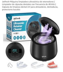 Jetfresh Ultrasonic Retainer Cleaner Machine | Dental Pod Cleaner with 48kHz Frequency | Denture Cleaner Pod for Aligners, Dentures, Mouth Guards, Bra