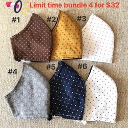 Face mask with pocket filter 100% cotton 3 layers