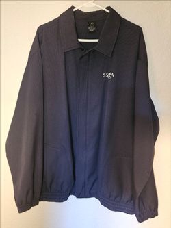 Nike Golf Jacket Mens Extra Large Navy Full Zip Collared Elastic Cuffs SSGA Logo