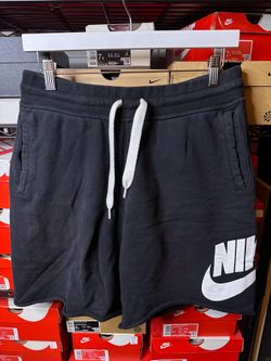 Nike black sweat shorts with white logo size large used