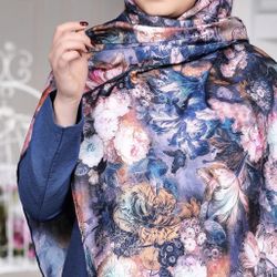 Women luxury chic floral flower red scarf hijab shawl bandana wrap floral flower ‎‏Material؛ silk thread There is a small difference in the color.  ‎‏