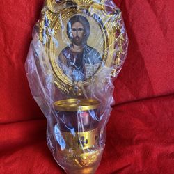 12 Inch Greek Wall Hanging Christ Kantili Aluminum Oil Lamp Imported From Greece 