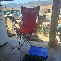 Big  Folding Chair  Ice Chest Bag On Side Holds 6 40s  On Arm Rest