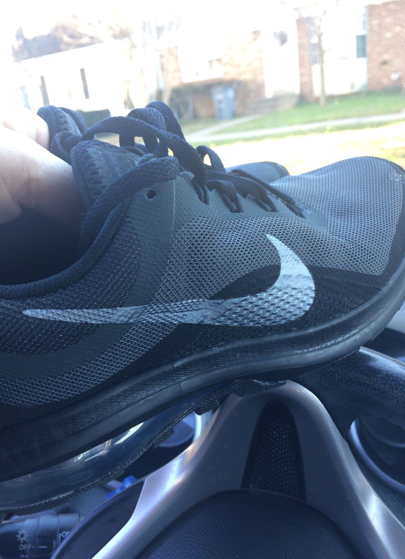 Nike tennis shoes gray and black