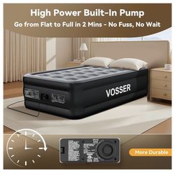 Air Mattress Twin with Built in Pump,18” Raised Blow Up Mattress,Inflatable Mattress in 2 Mins,Single Twin Size Air Mattress for Home,Floor&Camping, A