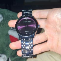 Stainless Steal Watch With Purple Dial 