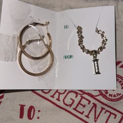 I Necklace With Hoop Earrings
