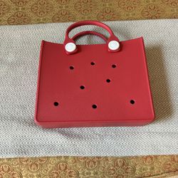 453-PRTT New Red EVA Waterproof Beach Bag, Short Handles, Comfortable To Carry