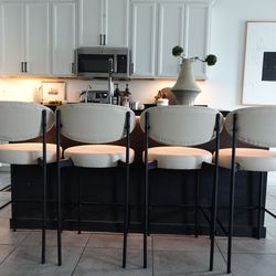 Faux leather cream counter stools set of 4