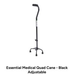Essential Medical Quad Cane - Black Adjustable