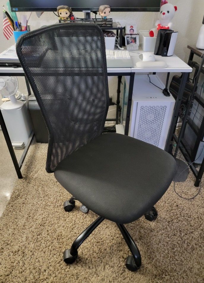 Computer Office Desk Chair (Black) Mesh Airflow Back Lumbar Support