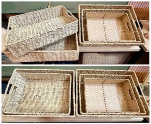 4 Nesting Wicker Baskets + bonus basket